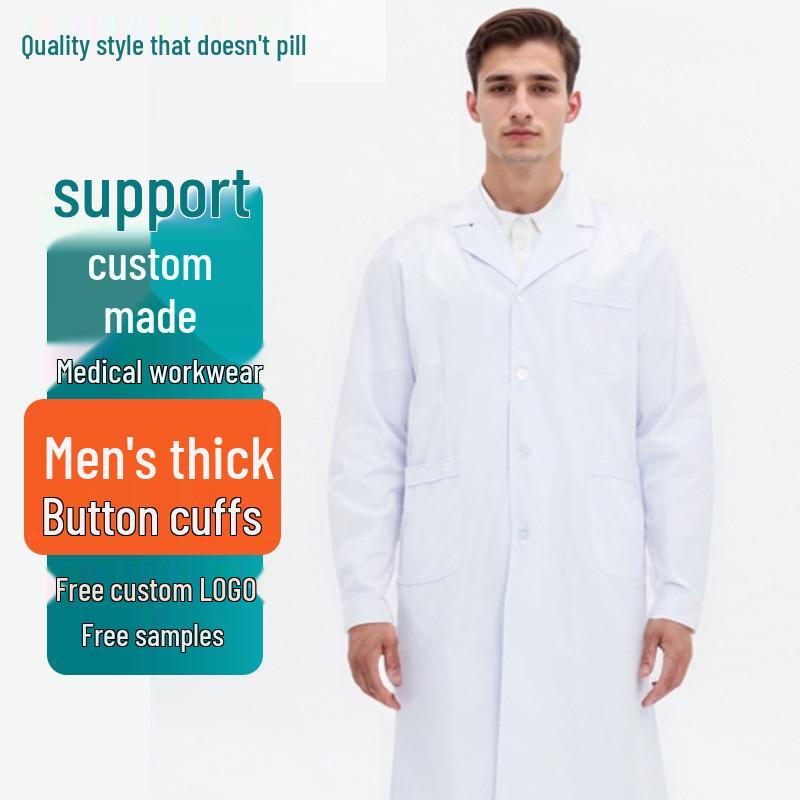 Unisex Custom Logo Long Sleeve Laboratory Coat