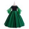 Performance Costume Girls Dresses Green Satin Embroidered Puff Sleeve Girls' Formal Gown