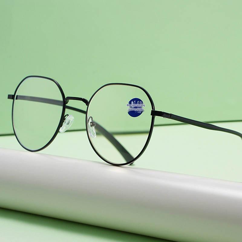 B8001 Anti-Blue Light Metal Reading Glasses - High-End, Comfortable Round Frame for Middle-Aged & Elderly