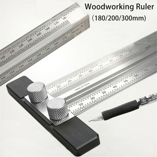 Stainless Steel Precision Marking Measuring Scale Ruler Pen Woodwork Accessory