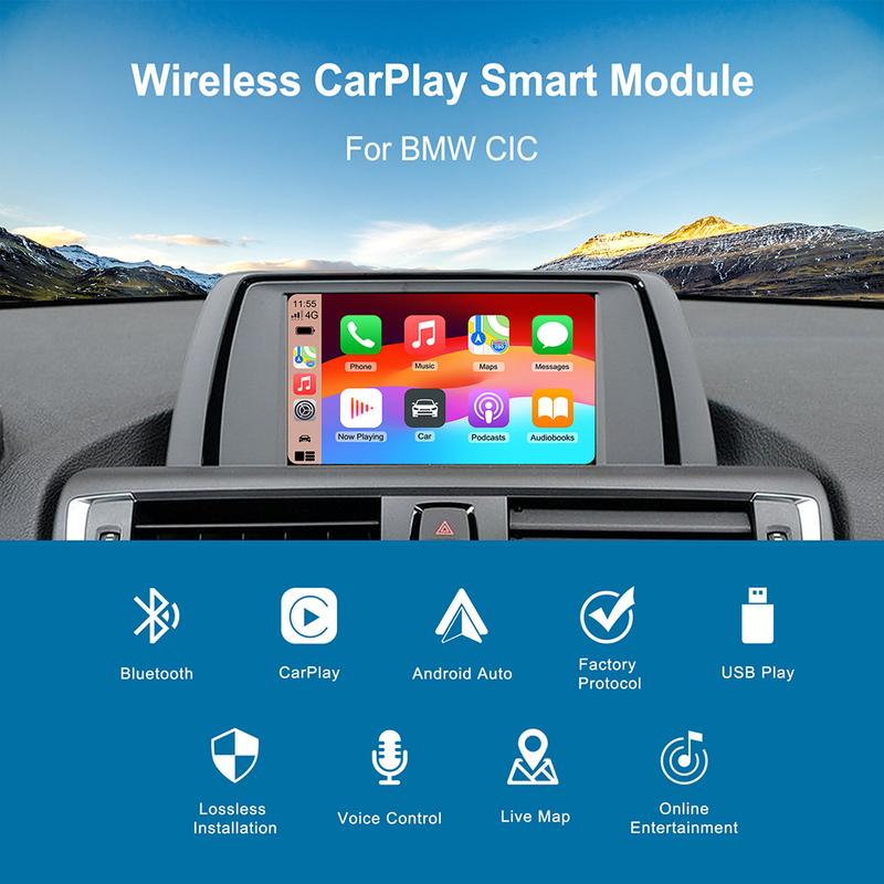 Wireless CarPlay Android Auto for BMW X5 E70 F15 X6 E71 EVO BNT CIC System with AirPlay Functions Support Camera