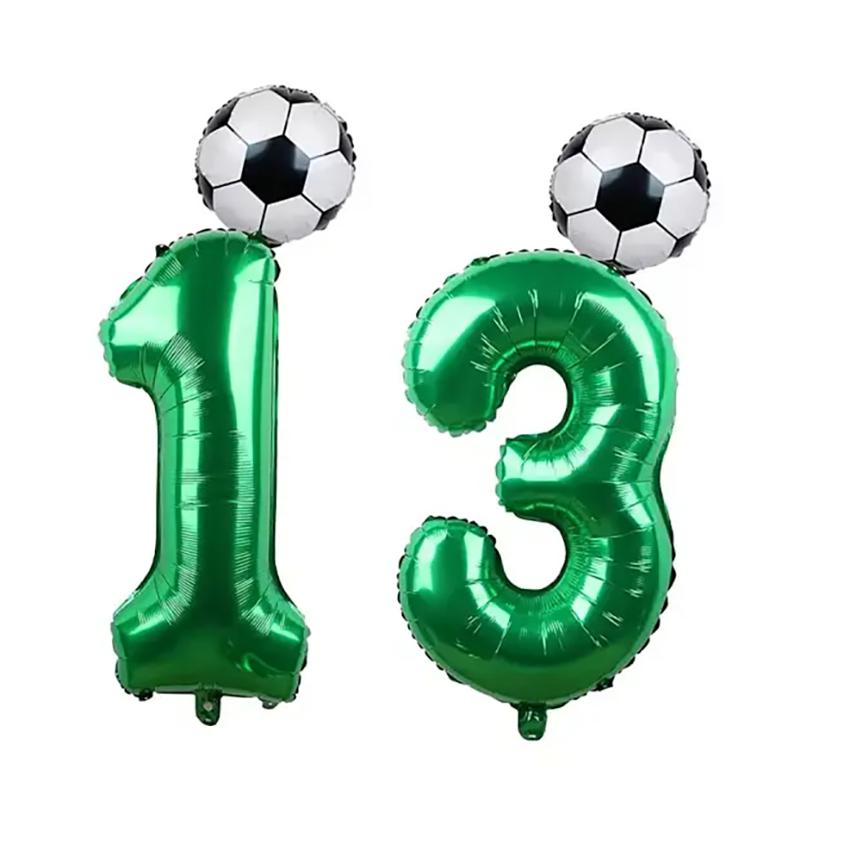 2pcs 32inch Green Number Foil Ballons 10Inch Soccer Helium Ballons Football Kids Birthday Parti Sports Themed Party Decoration