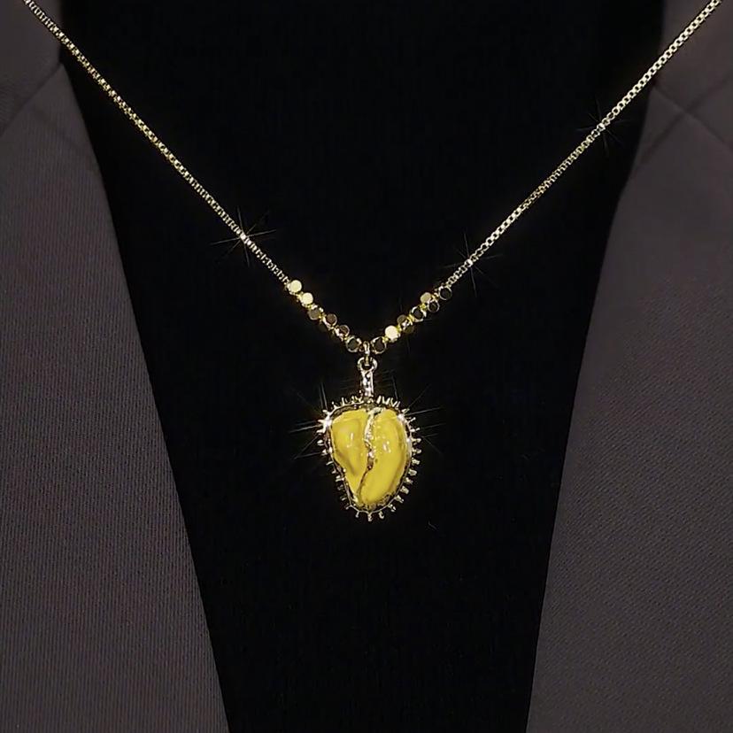 

Real Gold Electroplating Premium Feeling Double-Sided Durian Collarbone Chain Personalized Design Feeling Neck Chain Temperament Necklace Female