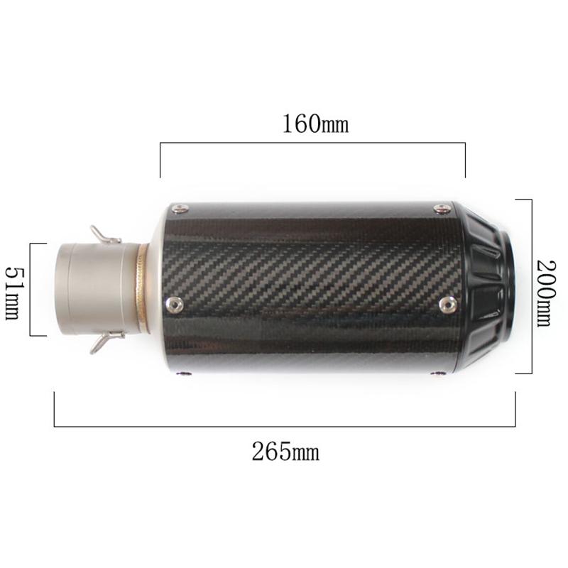 51mm Universal Carbon Fiber Motorcycle Exhaust Pipe 51mm Suitable For MT09 MT07 Z1000 R6 Ninja400 ZX4R TMAX530