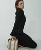 LOVENTINA Flare Stretch Fleece-Lined Pants_Black