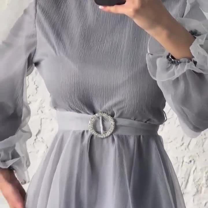 DAFIFY Women's Fashion Spring Fall Solid Color Print Long Sleeve Half Turtleneck Middle Waistline Casual Dresses