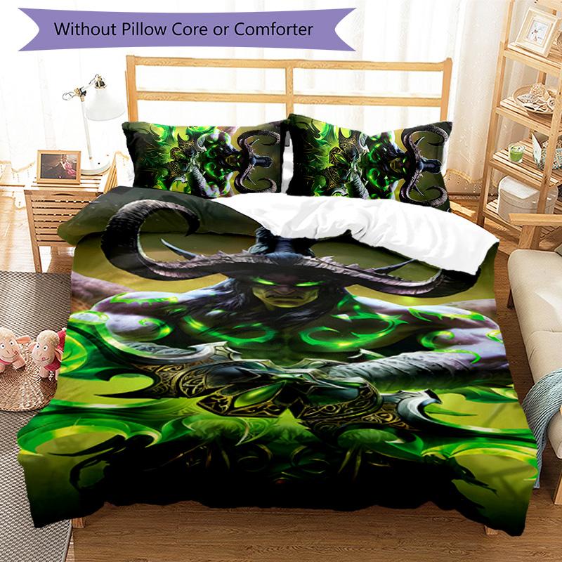 3pcs World of Warcraft characters2 pattern bedding set duvet cover set includes duvet cover &pillowcases, perfect all season bedroom decoration & gift