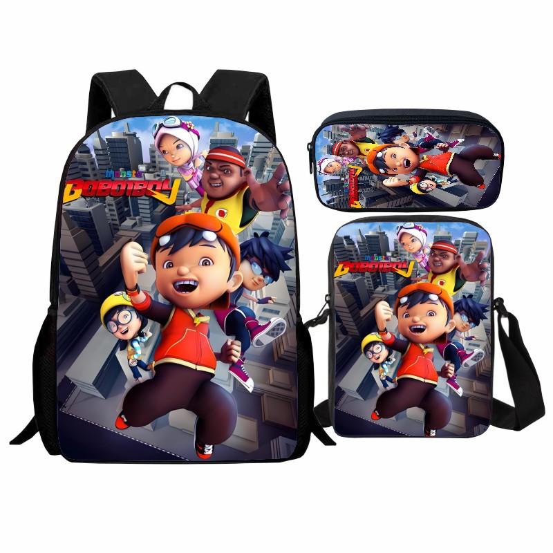 Bedruckte Elemente Hero Bobo Grundschultasche Dreiteiliges Set, Cartoon Boboiboy Rucksack