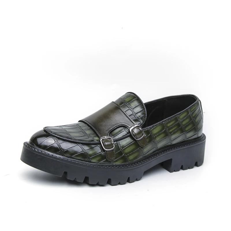 Double Button Green Loafers Non Slip Walking Flats Breathable Outdoor Slip on Casual Shoes for Male Work Office Driving Sneakers