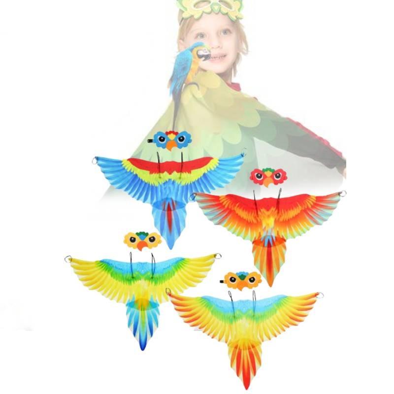 Colorful Kids Parrot Wings Cape And Bird Headpiece Ideal For Halloween And Christmas Celebrations