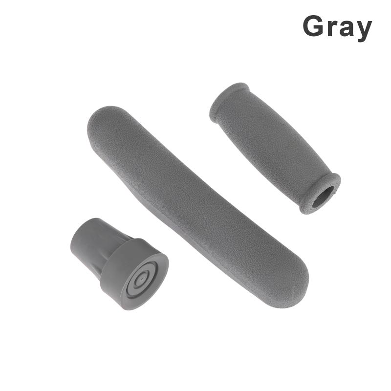 

3Pcs Crutch Accessory Kit Pads Replacement, Anti Slip Rubber Underarm Cushions, Hand Grips, And Crutches Tips Feet Caps серый