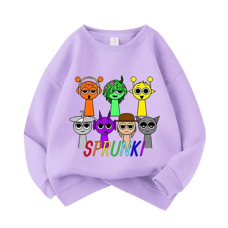 

Sprunki Cartoon Game Printed Pullover Anime Rhythm Box Loose Hoodies Spring Autumn Children Clothes Round Neck Tops 120