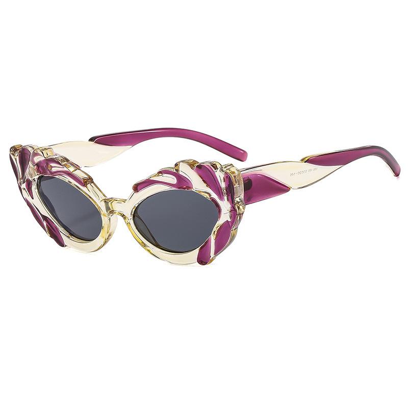 

New Cat Eye Small Frame Sunglasses Versatile Avant-Garde Uv Resistant Sunglasses Irregular Decorative Glasses