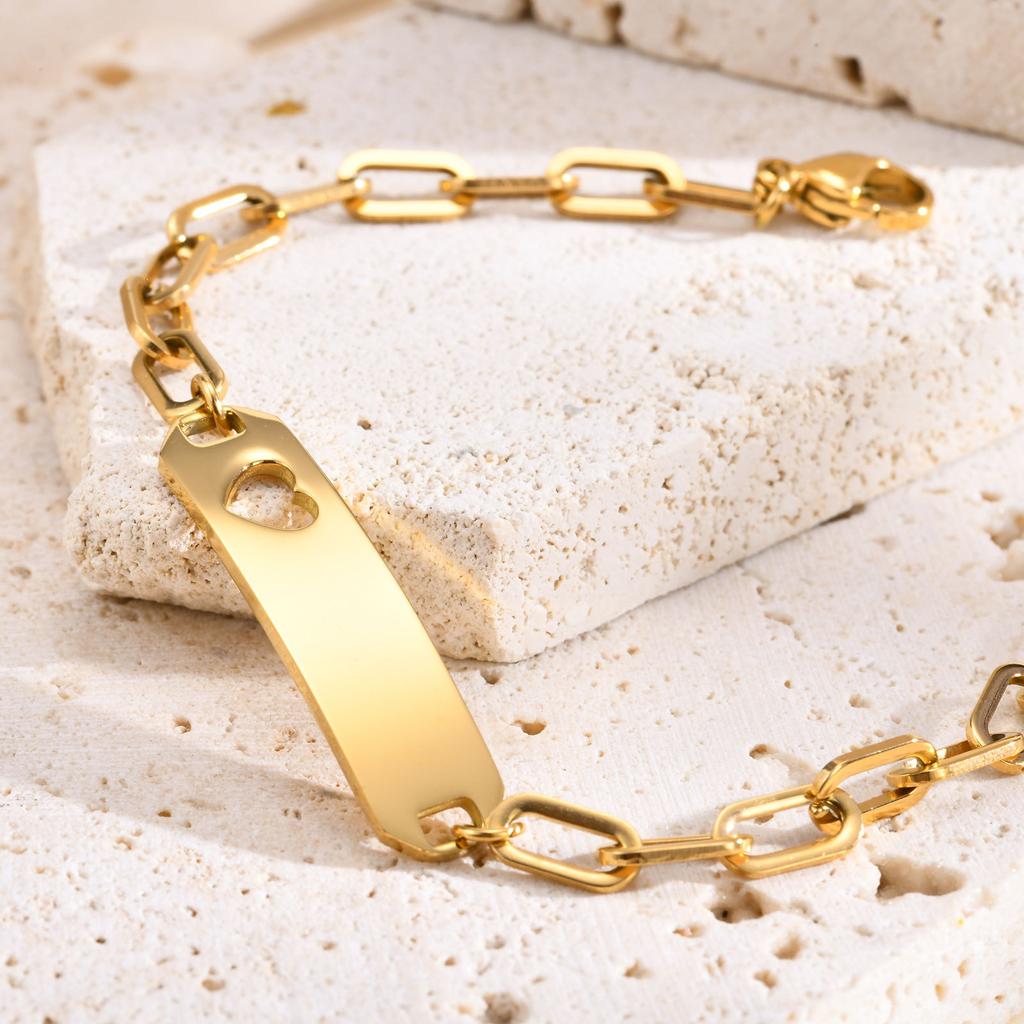 Oem Stainless Steel Curved Bracelet Chain gold Women's Fashion Children's Gift 1152