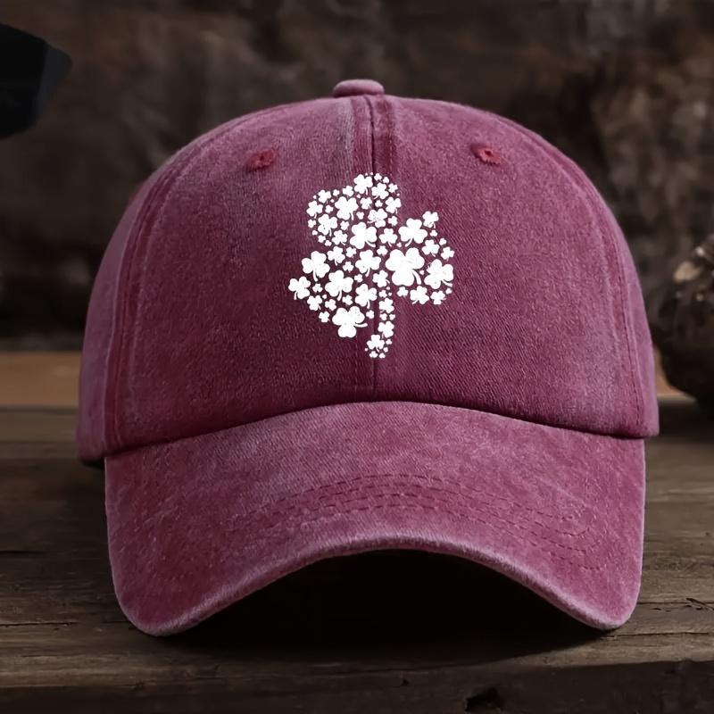 Verstellbare Baseballkappe im Retro-Stil mit Kleeblatt-Printmuster, Outdoor-Sonnenhut, modisch und lässig für den täglichen Gebrauch
