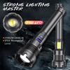 Multiple Lighting Modes XHP70 XHP90 COB Aluminum Rechargeable Zoom Multifunctional Flashlight Tactical Self-defense Flashlight