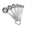 304 Stainless Steel One-Piece Round Handle Measuring Spoon Set with Hook Scale for Baking and Coffee