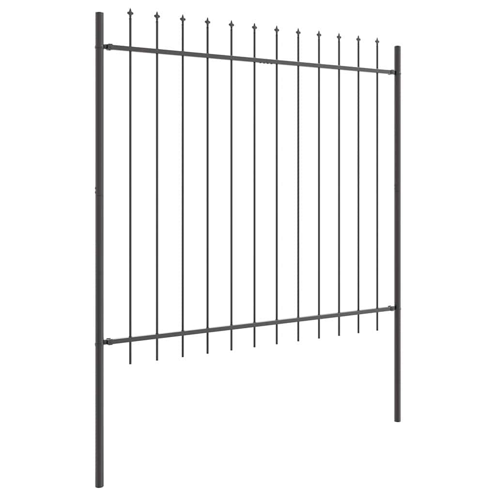 Garden Fence Panel 2 pcs Gray 3.4 x 1.5 m Powder Coated Steel