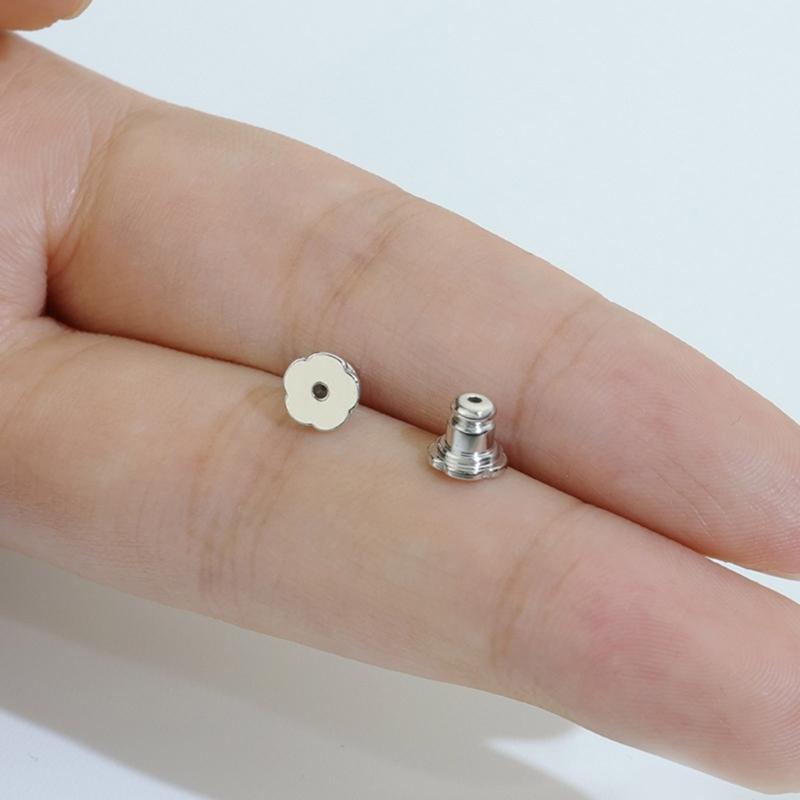 Set of 4 Secure Earring Backs Studs Locking Clutch Secure Locking Backing Stainless Steel Earring Plugs for Droopy Ears