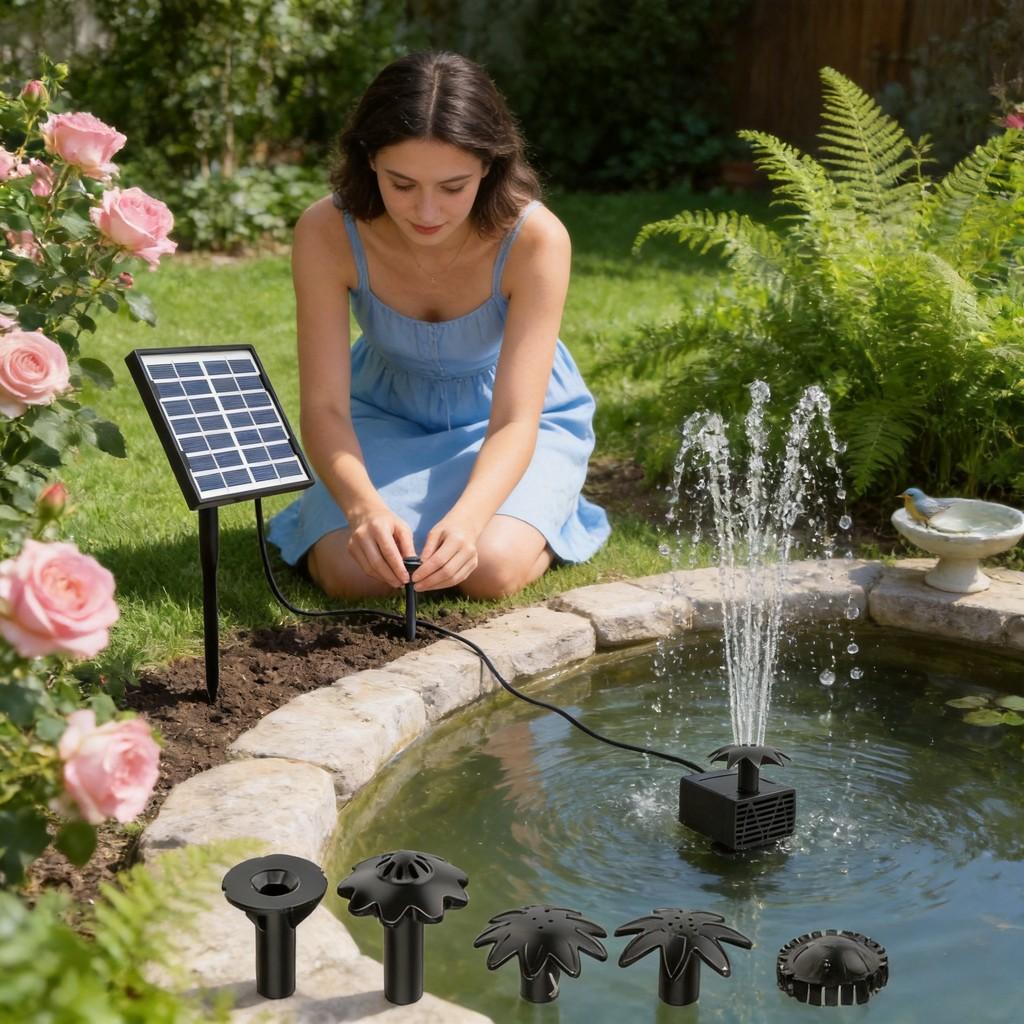 Garden Fountain With Solar Power For Outdoor Decor And Water Features