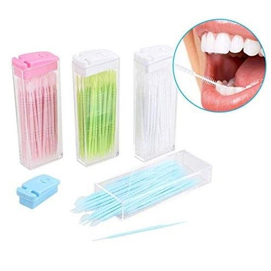 150 pieces inter-dental picks plastic toothpicks 50 x 3 large colorful easy use durable ultra-fine brush double-headed type oral dental tools portable