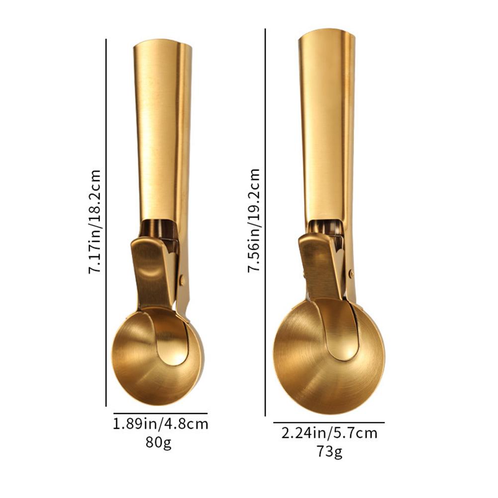 Premium Large Ice Cream Scoop with Trigger Golden Ice Scoop Icecream Metal Scooper Du D9N5