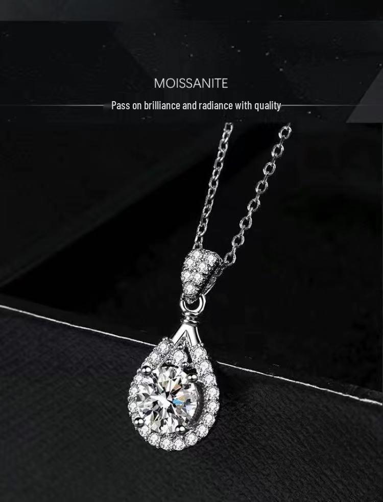 Moissanite Smile Pendant Necklace - Diamond Clavicle Chain, Passes Tester, Valentine's Day Gift for Girlfriend