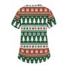 Women's V-Neck Short Sleeve Christmas Print Work Tunic Top with Pockets and Side Slits