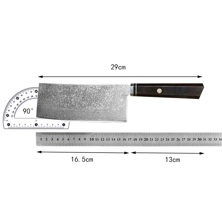 6.5 Inch Slicing Knife 67-layers Damascus Steel 10Cr15Mov Blade Ebony Handle Chef Cleaver Meat Cutting Vegetables Kitchen Knives