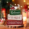 4Pcs Stacked Christmas Table Decoration Wooden Xmas Tiered Tray Decor  for Home Kitchen