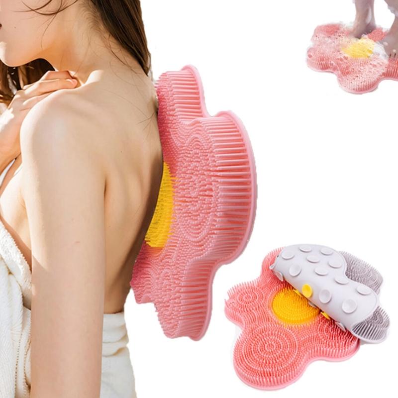 Portable NonSlip Bath Foot Scrubber Silicone Massage Mat Silicone Back Exfoliating Cleaner For Foot Care Heel Relief