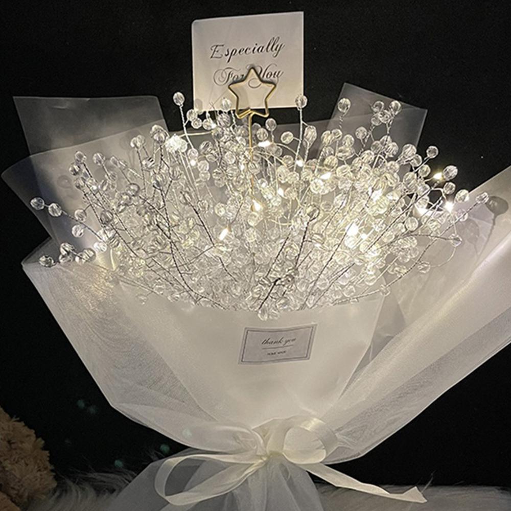 DIY хрустальный букет из гипсофилы с гирляндой из акриловых бусин ...