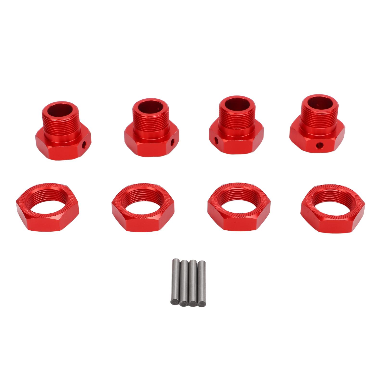 

4Pcs RC Wheel Hex Hub Adapters 24mm Strong Aluminium Alloy RC 24mm Wheel Hex Hub Adapters with Covers Pins for ARRMA 1 5 Red