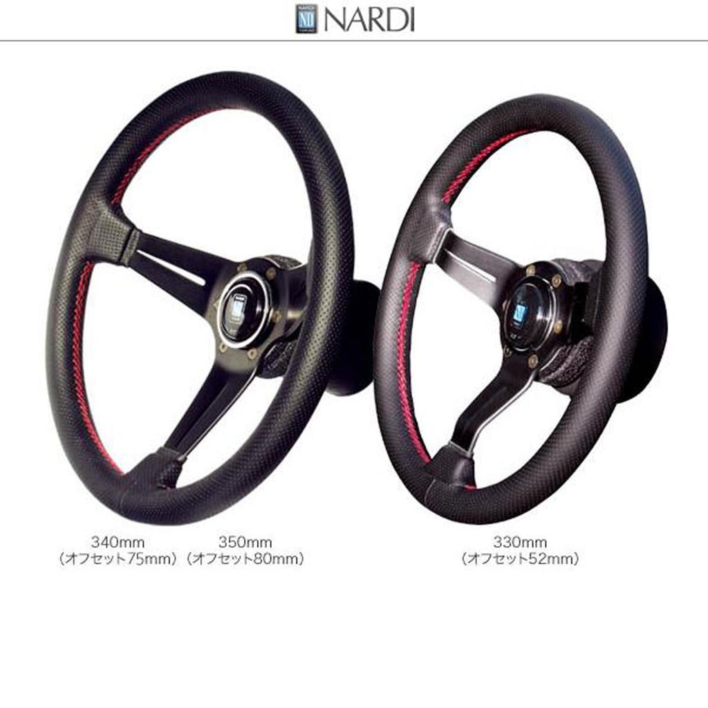 NARDI SPORTS TYPE Rally Suede Deep Cone Type Red Stitch 350mm Steering Wheel N754
