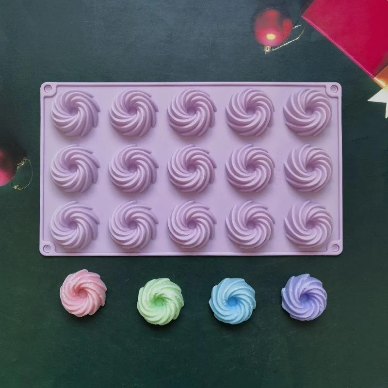 1pc 15 Holes Spiral Shape Silicone Cake Mold Mousse Dessert Baking Chocolate Donuts Bakeware Pastry Mould