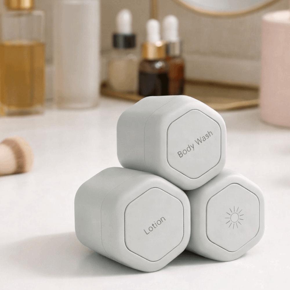 3PCS Hexagonal Magnetic Cream Lotion Box Face Cream Sunscreen Organizer Pills Container