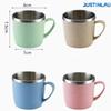 Double Layer Anti-scalding Stainless Steel Cups Plastic Handle Coffee Milk Mug Tea Drinks Water Cup for Home Office Tumbler