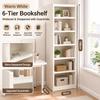 Freestanding Bookshelf Storage Shelf, Warm White, MDF, Full Back Panel, Adjustable Shelves