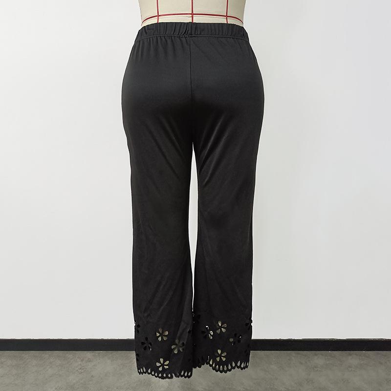 Spring and Autumn Women's Pants Hollow Straight High Waist Solid Color Casual Pants Large Size Women's Clothing