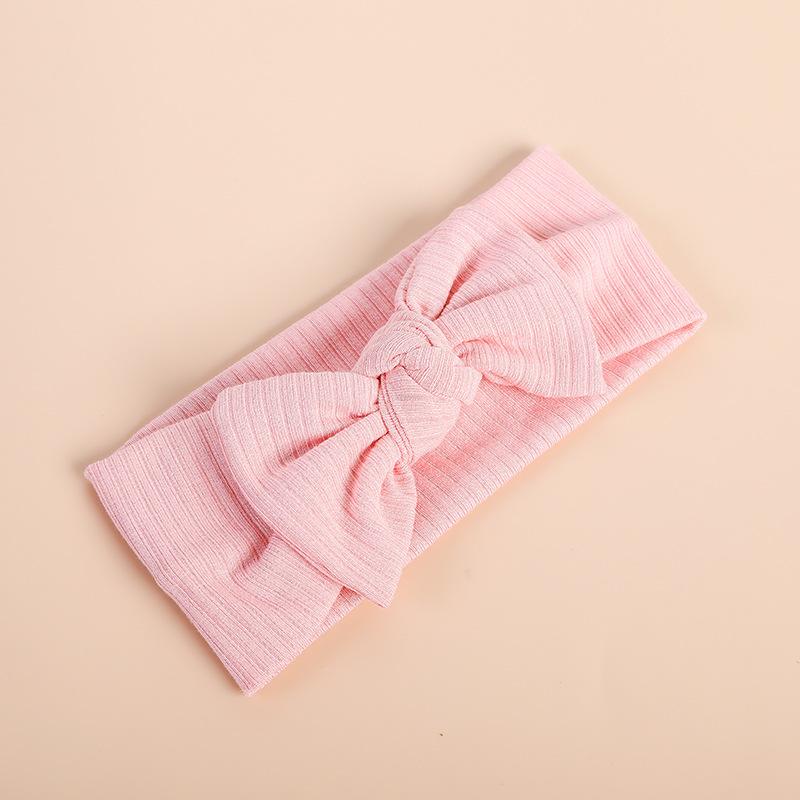 2022 Organic Cotton Baby Bow Knot Knitted Ribbed Infant Newborn Headbands for Babies 18 Colors Baby Accessories