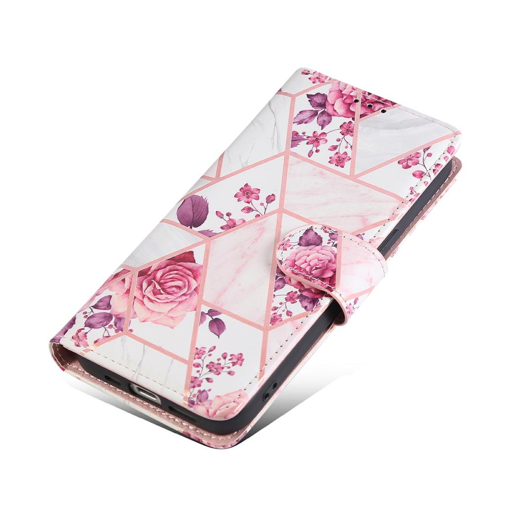 For iPhone 16e Case Lacquered Marble Pattern Leather Phone Cover