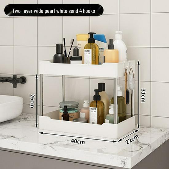 Rolling Bathroom Vanity Storage Rack - Multi-Layer Plastic Organizer for Crevice Spaces