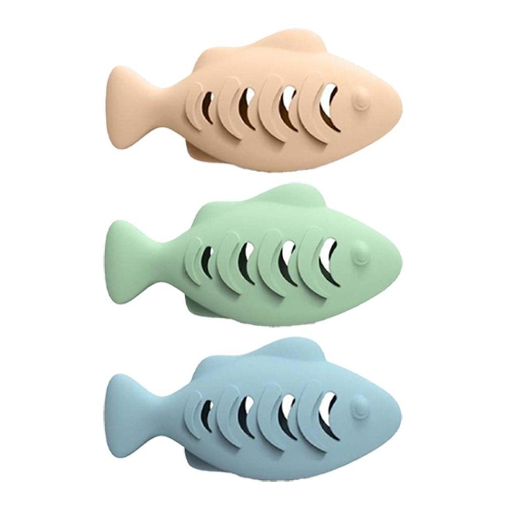 Fish Shape Interactive Cat Toy Blue Green Pink Cat Treat Feeder Catnip Stuffer Toy Pet Supplies