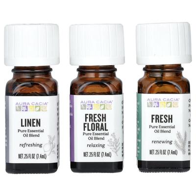 Fresh Home, Pure Essential Oil Blend, 3 Bottles, 7.4 Ml (0.25 Fl Oz) Each