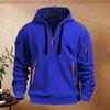Yousheng Autumn Men Hoodie Hooded Drawstring Half Zipper Pockets Elastic Cuffs And Hem Pullover Sport Fitness Travel School Top