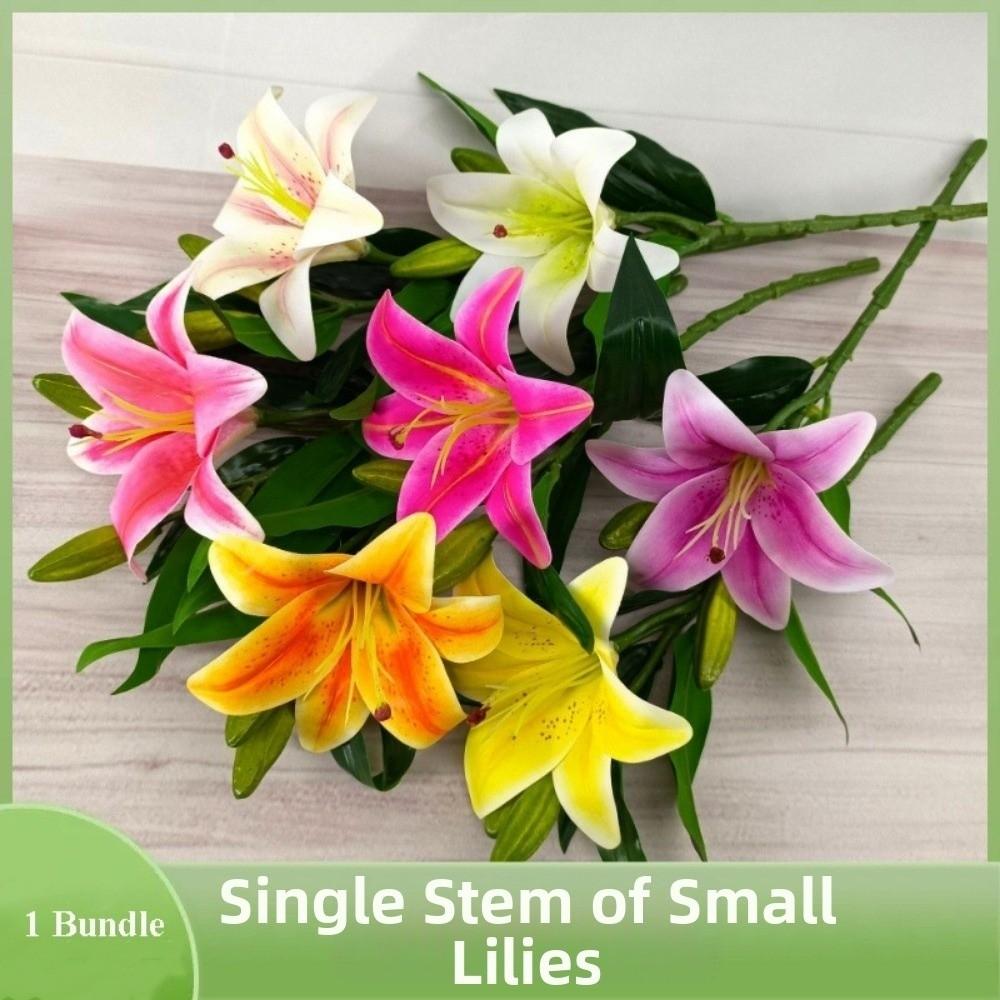 with 1pc Flowers and 2pcs Bud Artificial Lily Flower 36*15cm Fake Flowers  Home Decoration