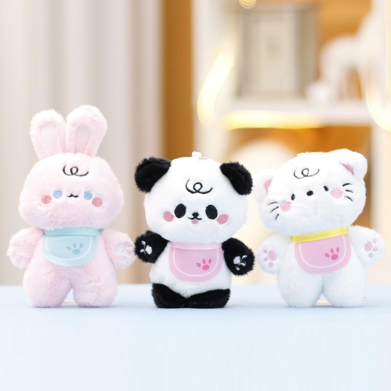 Bear Panda Brown Cat Elephant Rabbit Plush Keychain Toys Cartoon Doll Gifts