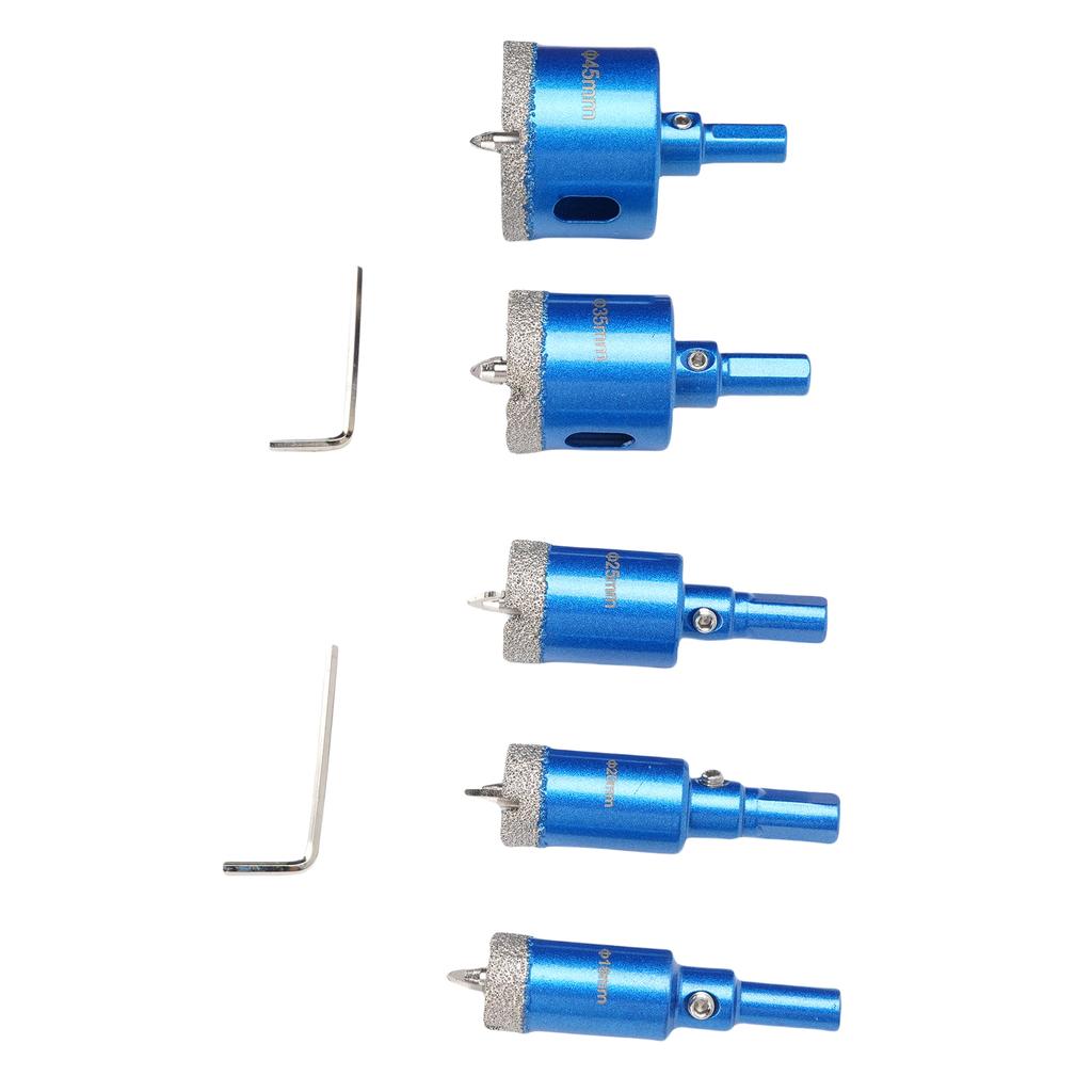 5Pcs Diamond Hole Saw Drill Bit Set 18 20 25 35 45mm 10mm Triangular Shank Hole Opener for Ceramic Tile Glass Marble