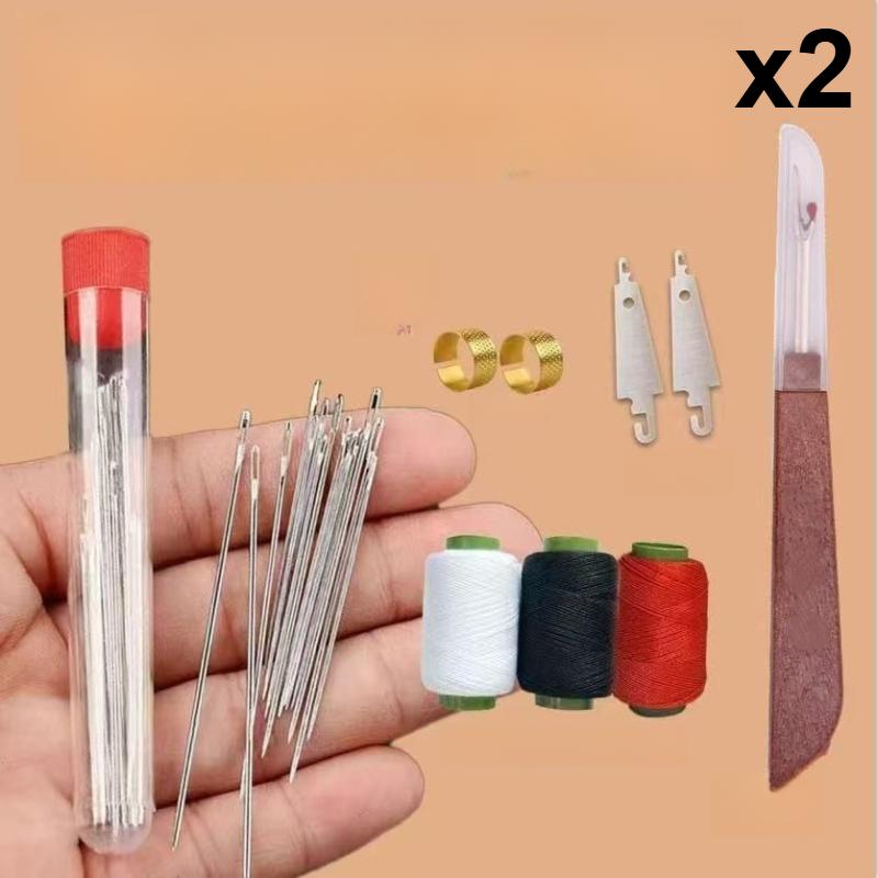 34Pcs Hand Sewing Tool Set, Large-Eye Steel Needles with Threaders, Complete Home DIY Clothes Craft Repair Kit