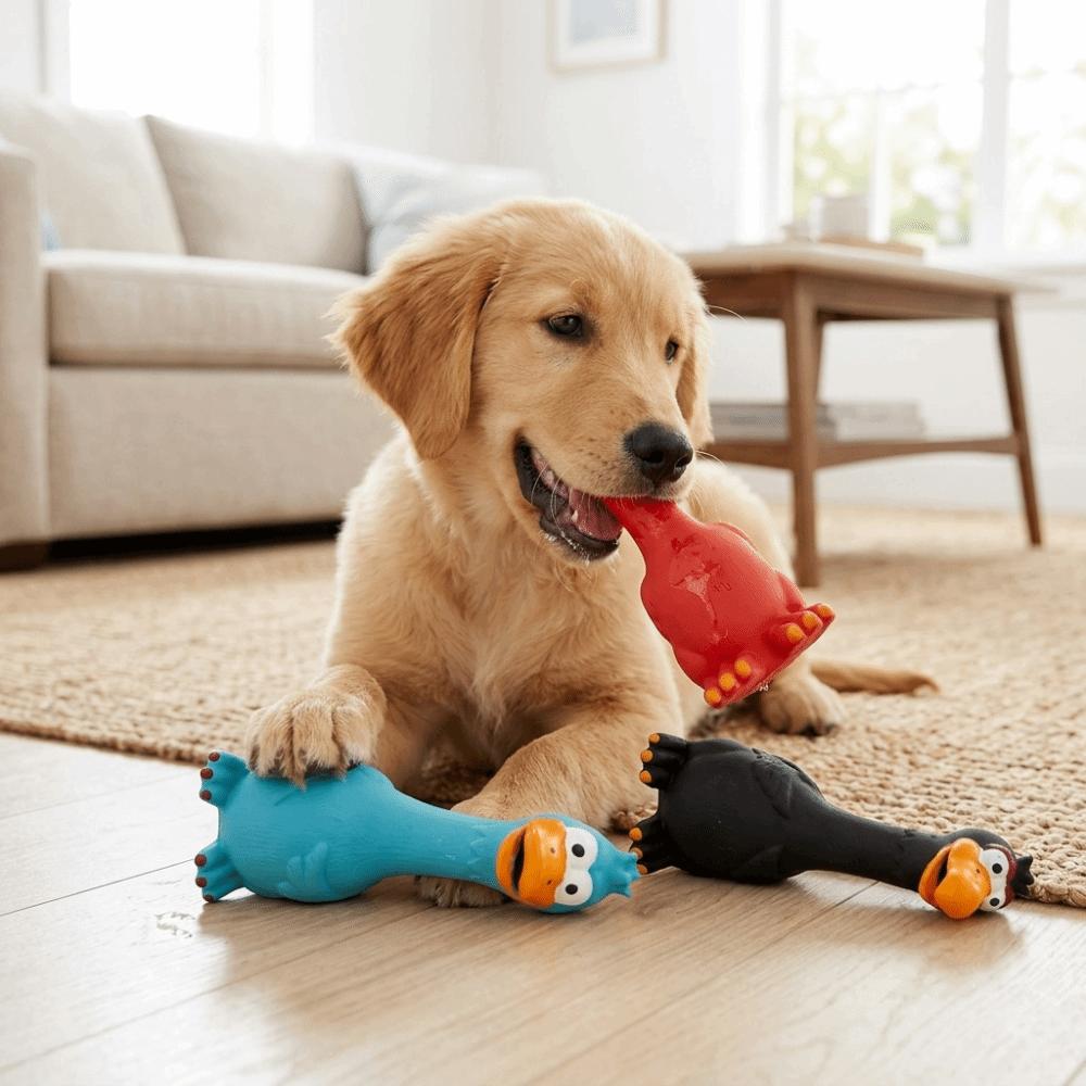 Bite Tough Dog Toy Chicken Shaped Screaming Chicken Toy Latex Squeaky Toy  Mood Calming синий